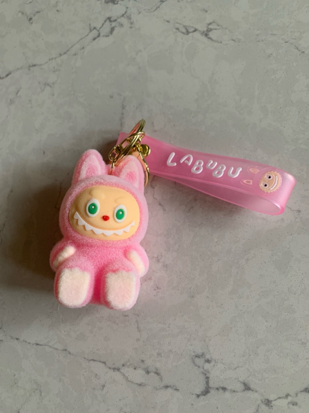LaBubu Pink Bunny Plush Keychain
